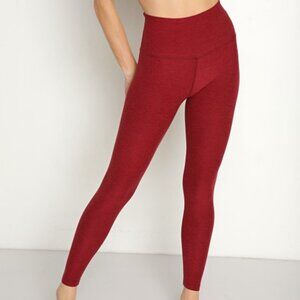 Beyond Yoga Garnet Red Heather Spacedye Midi Rib High Waisted 7/8 Yoga Leggings
